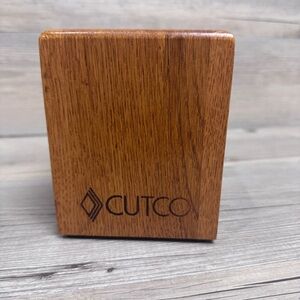 CUTCO Utensil Kitchen Tool Holder Storage Box Wooden Honey Oak 4x4x5" Made USA